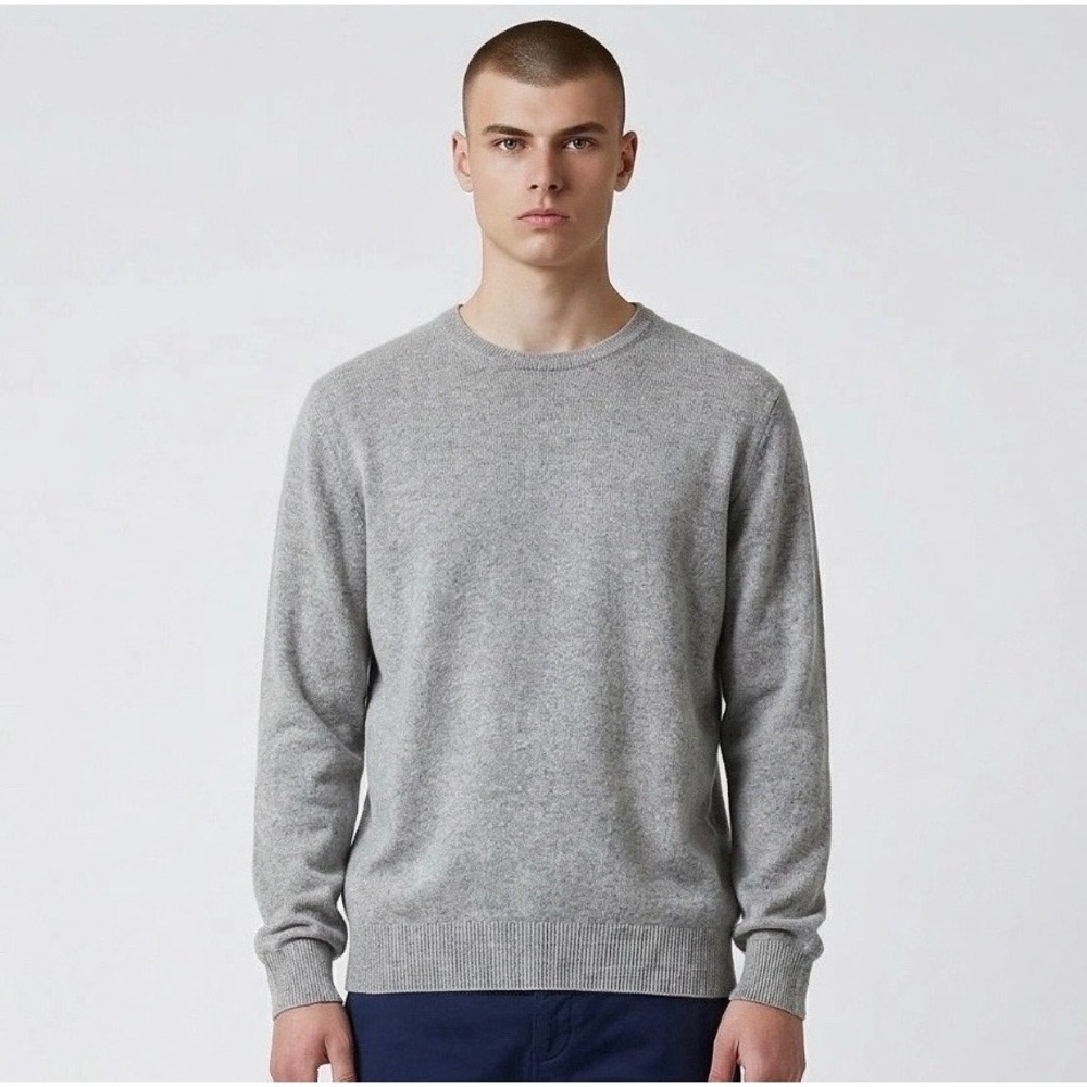 M&S Autograph‎ Pure Cashmere Sweater Mens XL Grey Crew Neck Pullover Luxury Knit